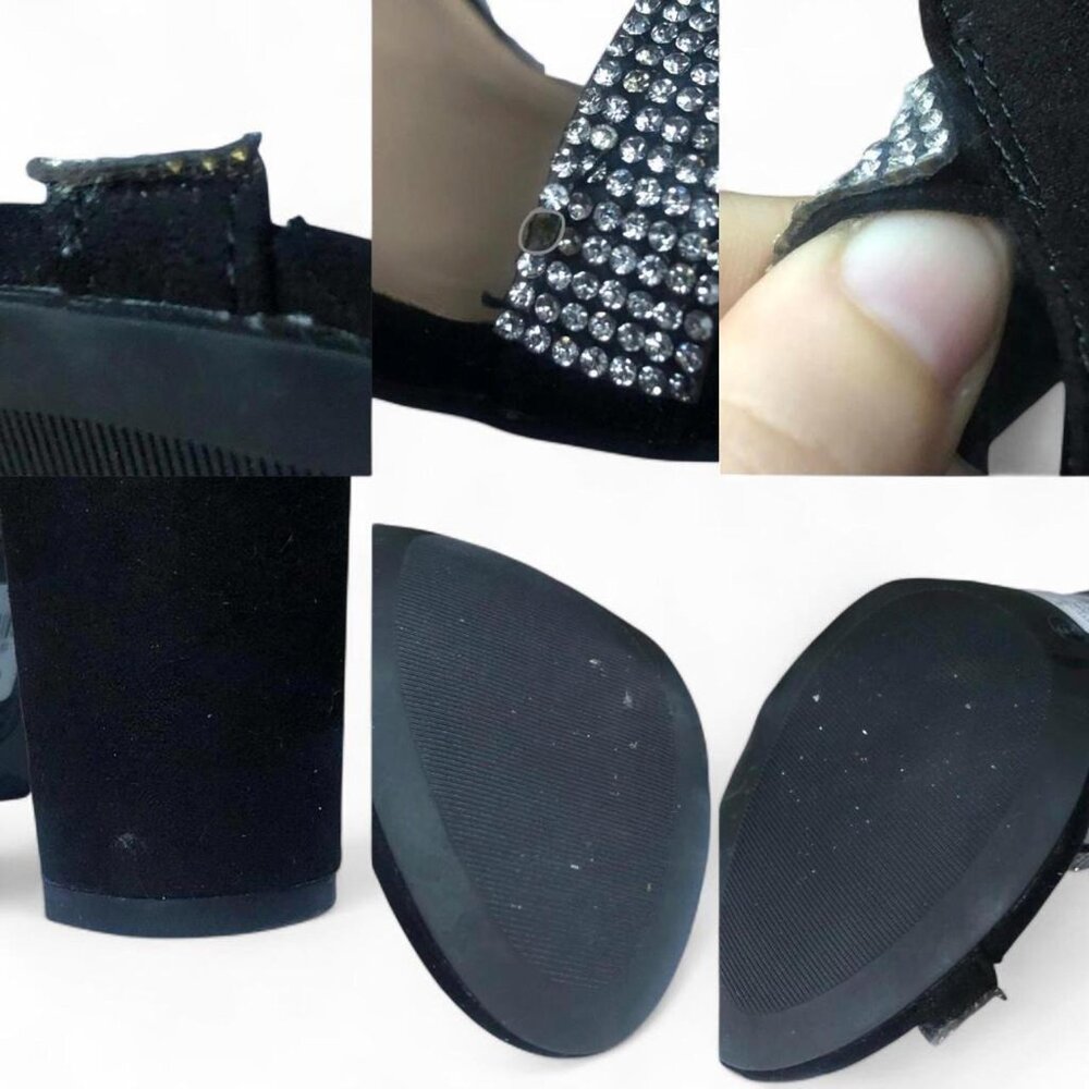 Black Rhinestone Strappy Heels - Picture 8 of 8